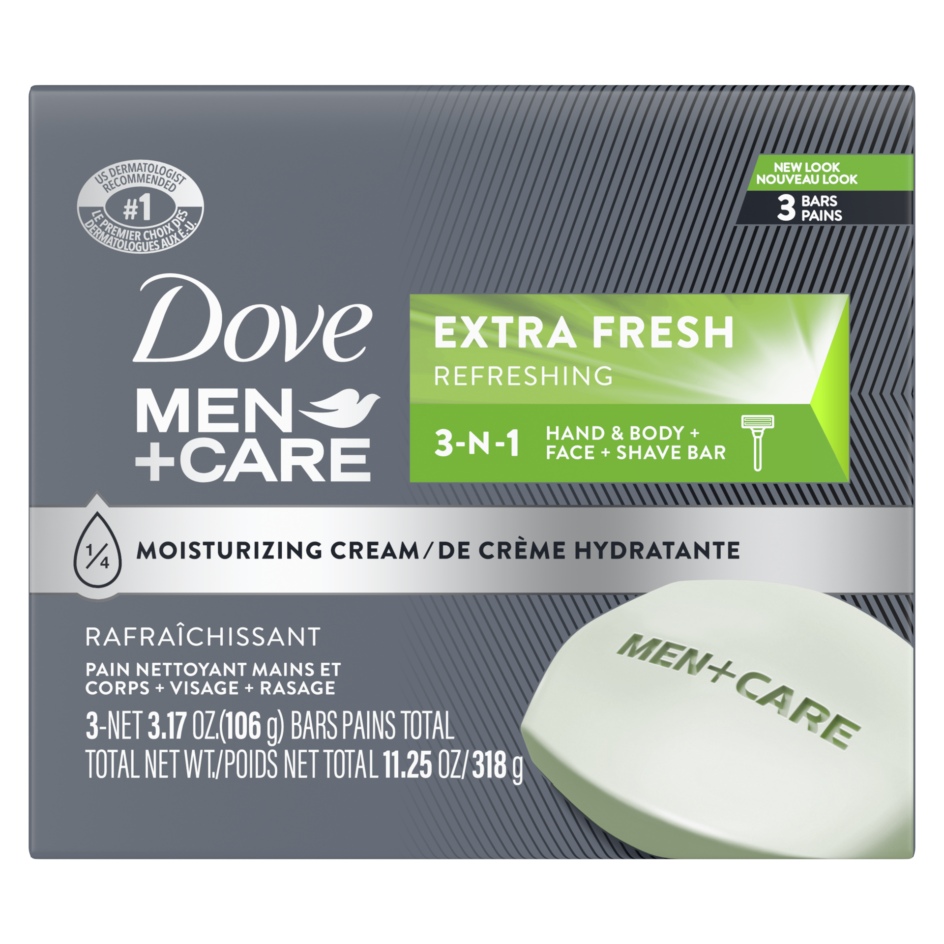 slide 3 of 4, Dove Men+Care Extra Fresh Bar, 3-Pack, 1 ct