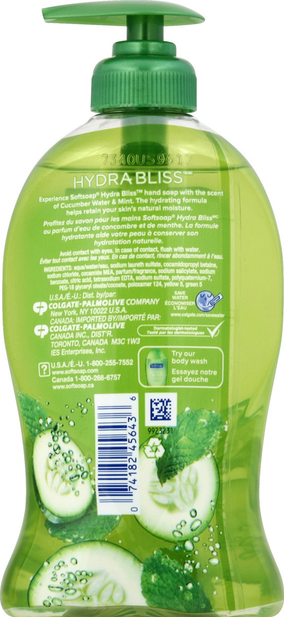 slide 6 of 6, Softsoap Hydra Bliss Liquid Hand Soap, Cucumber Water & Mint, 11.25 oz