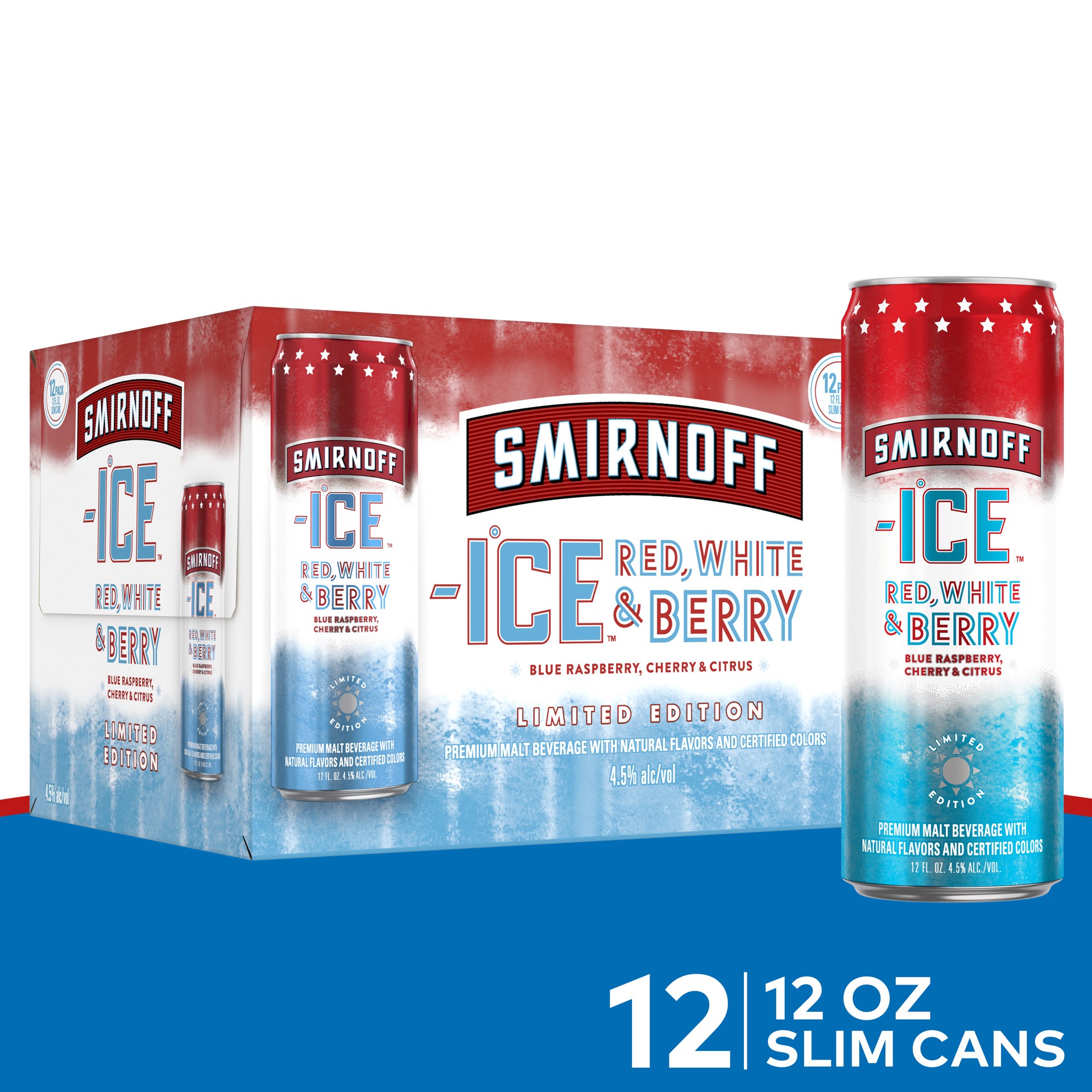 slide 1 of 10, Smirnoff Ice Red White & Berry, 12 fl oz, 12 Pack Cans, 4.5% ABV, 144 fl oz