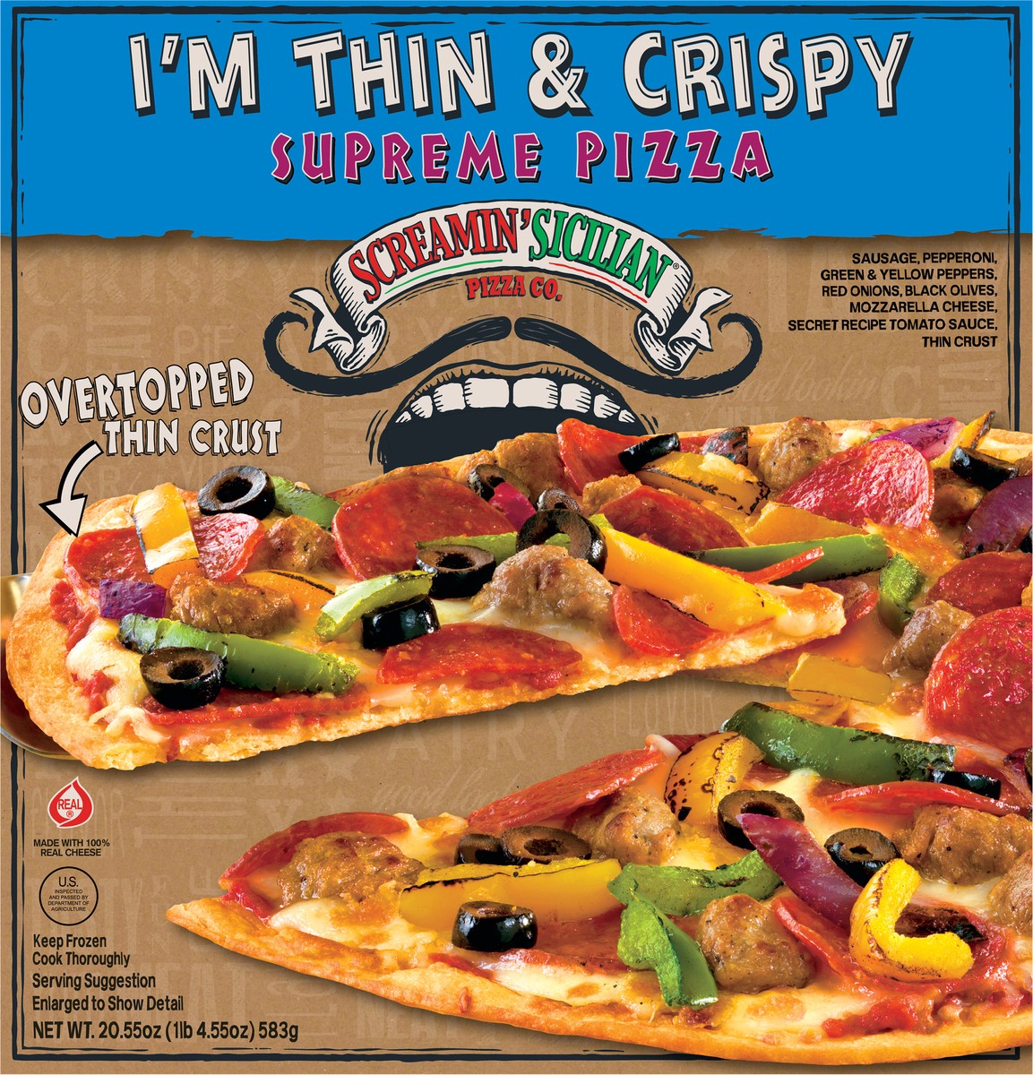 slide 10 of 13, Screamin' Sicilian I'm Thin & Crispy Supreme Pizza 20.55 oz, 20.55 oz