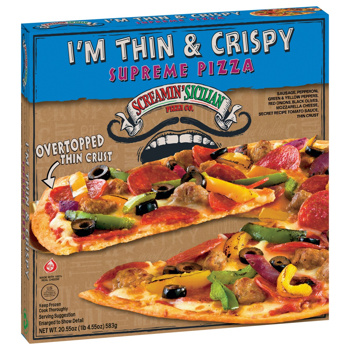 slide 8 of 13, Screamin' Sicilian I'm Thin & Crispy Supreme Pizza 20.55 oz, 20.55 oz