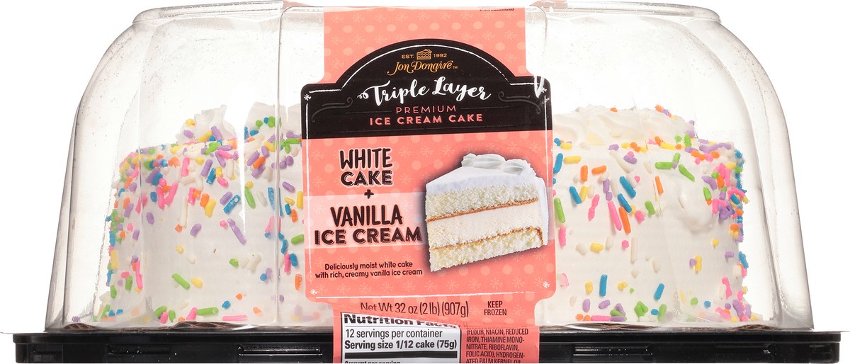 slide 6 of 9, Jon Donaire Triple Layer White Cake + Vanilla Ice Cream Premium Ice Cream Cake 32 oz. Clamshell, 32 oz