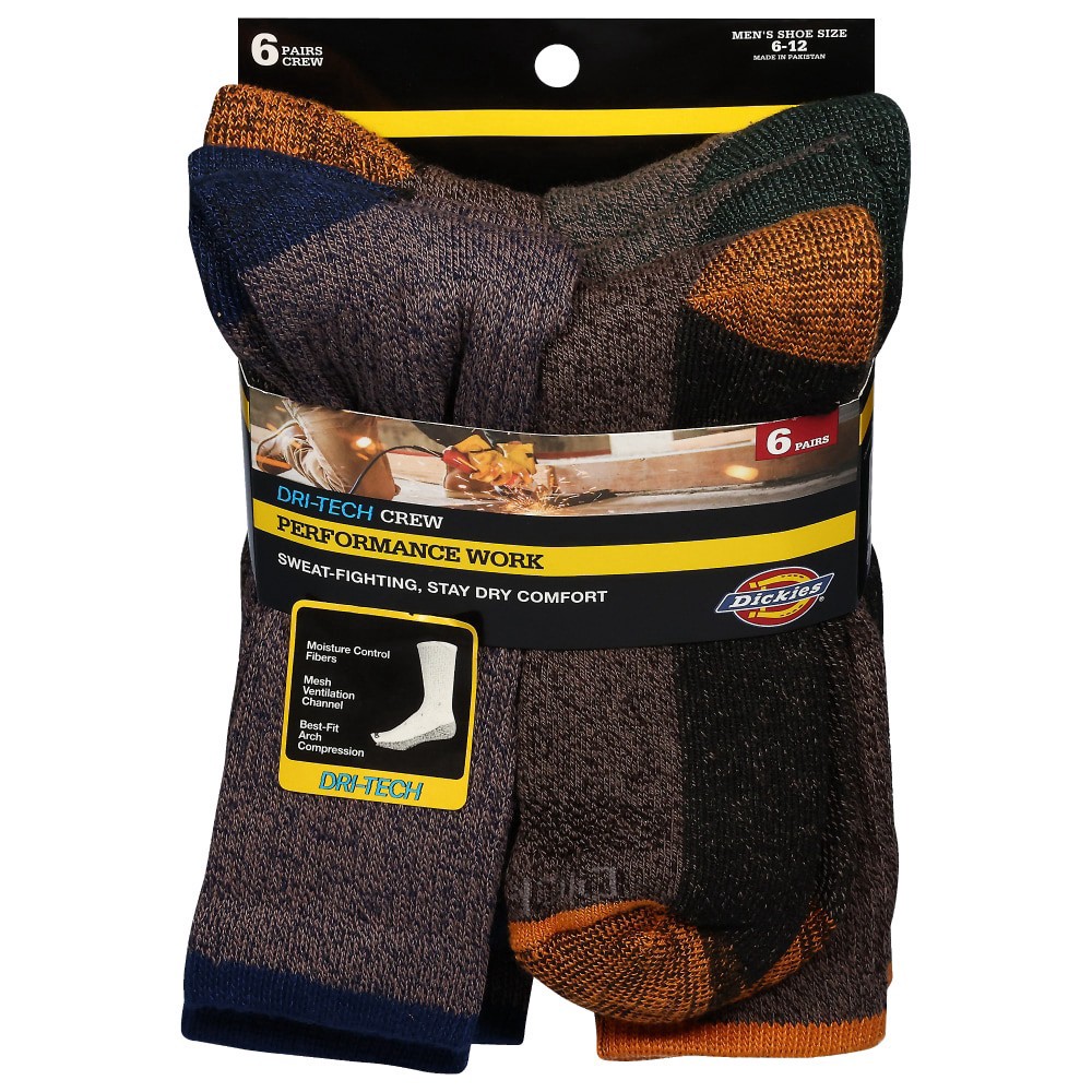 slide 6 of 6, Dickies Dark Assorted Crew Socks Men's 6-12 6 ea, 6 ct