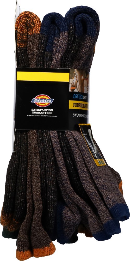 slide 3 of 6, Dickies Dark Assorted Crew Socks Men's 6-12 6 ea, 6 ct
