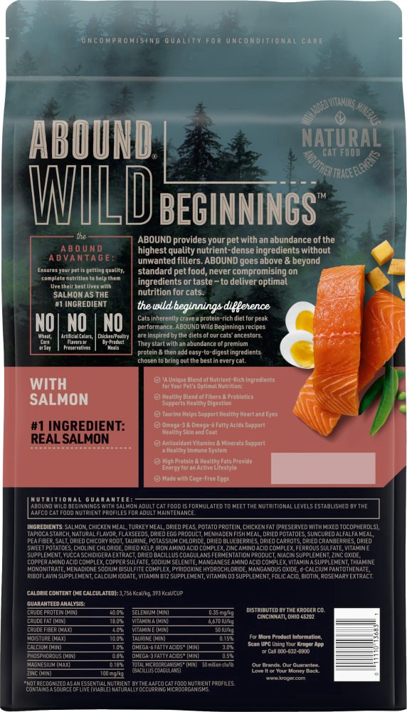 slide 2 of 4, Abound Wild Beginnings Salmon Flavored Dry Cat Food, 7 lb