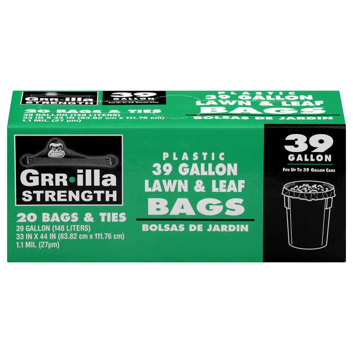 slide 3 of 10, Grrilla Strength Plastic Bags & Ties 39 Gallon Lawn & Leaf Bags 20 ea, 20 ct