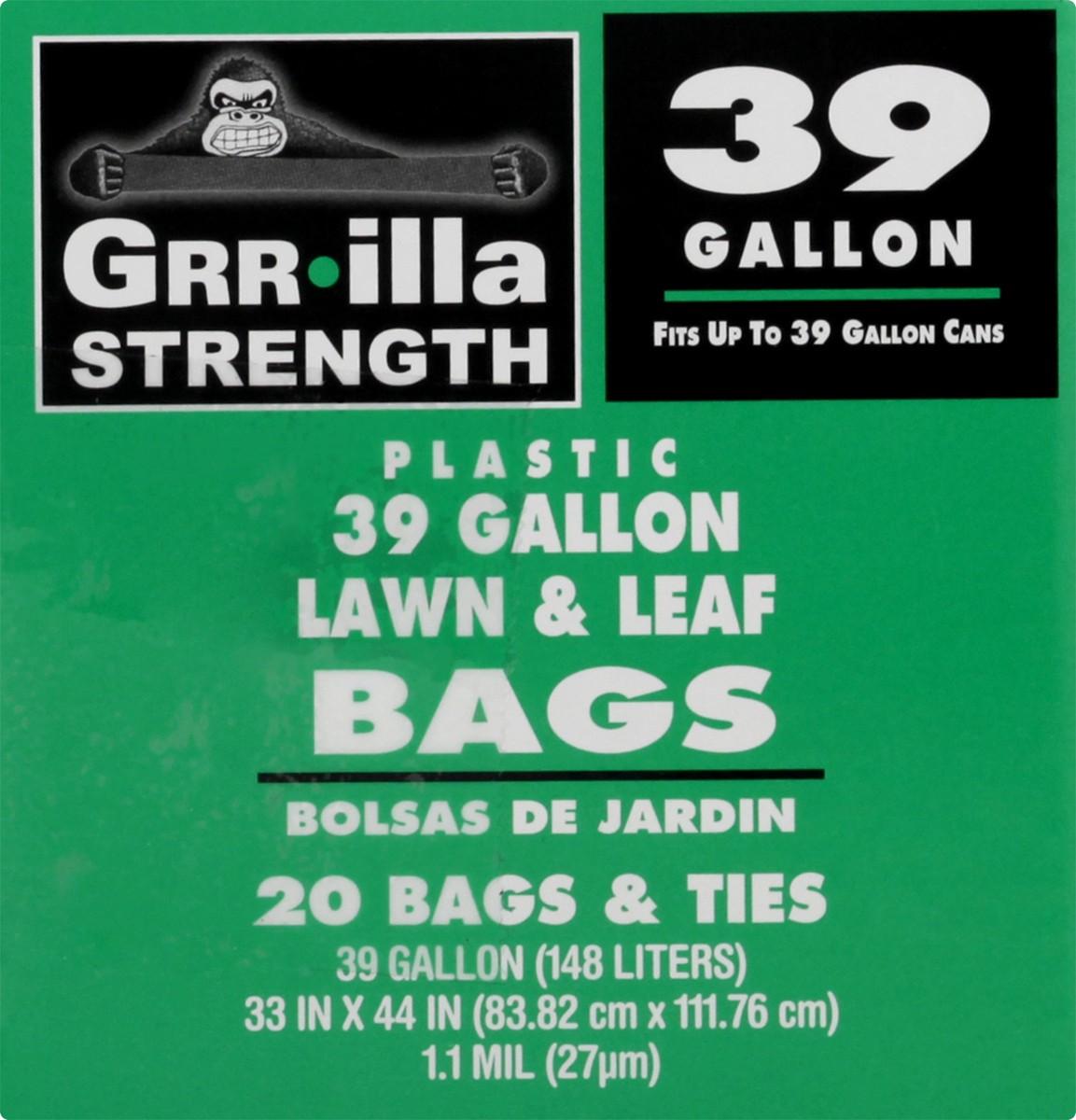 slide 8 of 10, Grrilla Strength Plastic Bags & Ties 39 Gallon Lawn & Leaf Bags 20 ea, 20 ct