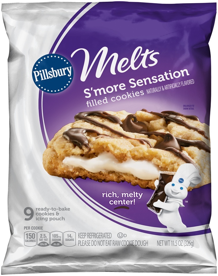 slide 1 of 1, Pillsbury Melts Refrigerated Cookies S'more Sensations Filled Cookies, 9 ct; 11.5 oz