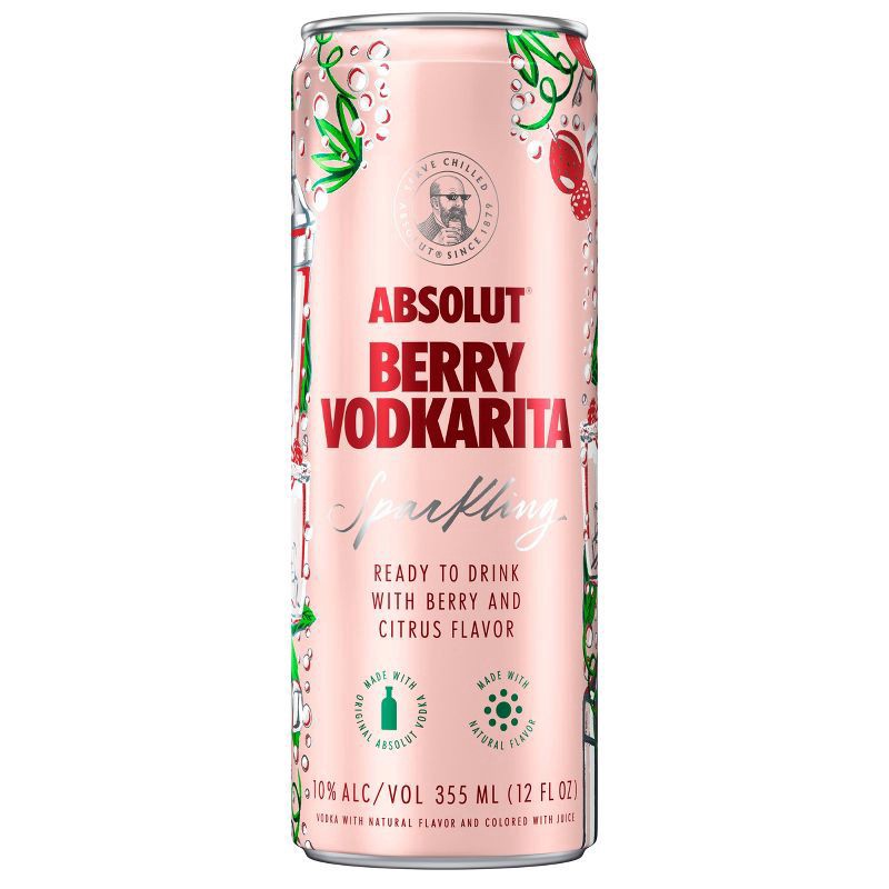 slide 3 of 4, Absolut Cans Absolut Berry Vodkarita Ready To Drink Sparkling Cocktail Can, 4 ct; 355 ml