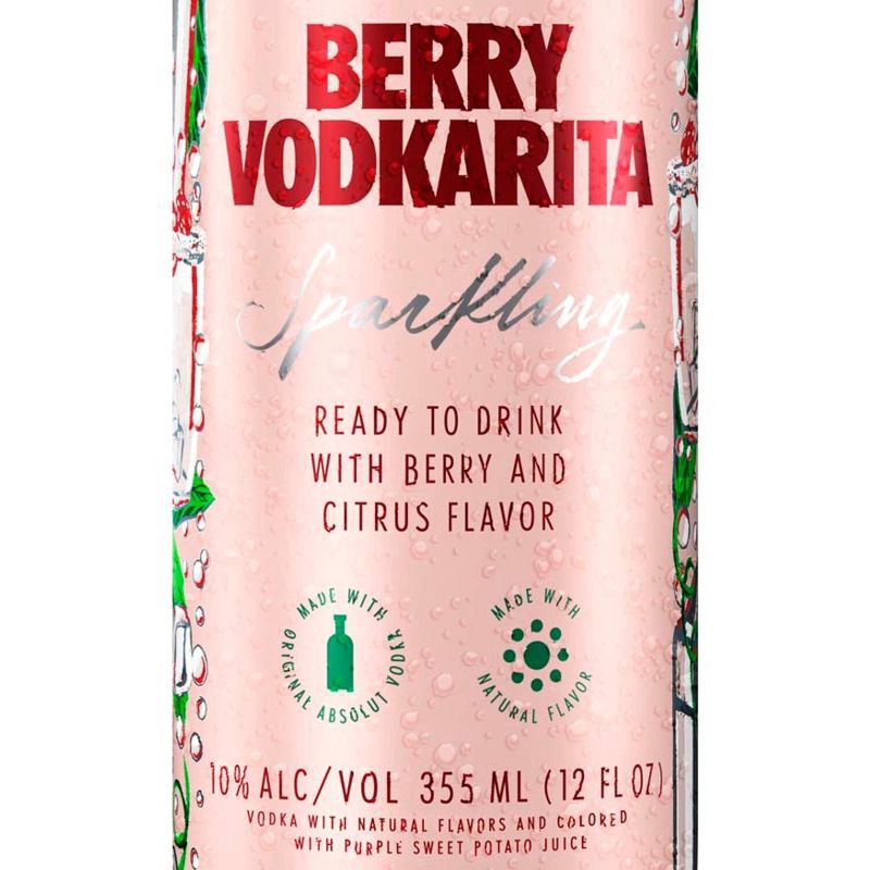 slide 2 of 4, Absolut Cans Absolut Berry Vodkarita Ready To Drink Sparkling Cocktail Can, 4 ct; 355 ml