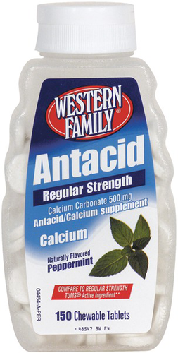 slide 1 of 1, Western Family Antacid Peppermint Tablets, 150 ct