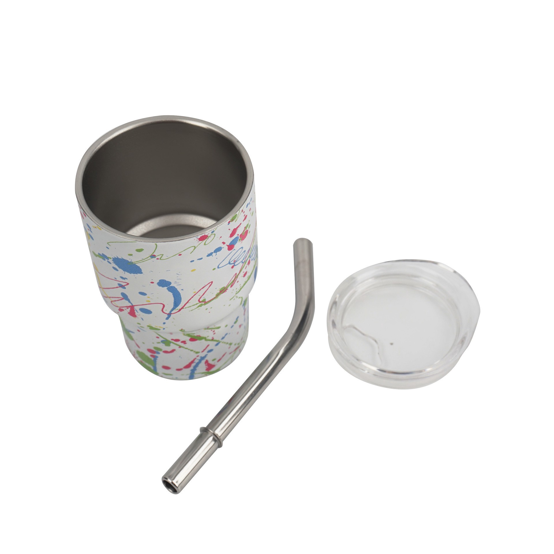 slide 5 of 5, 3oz. Mini White Splatter Stainless Steel Insulated Tumbler By Ashland, 3 oz