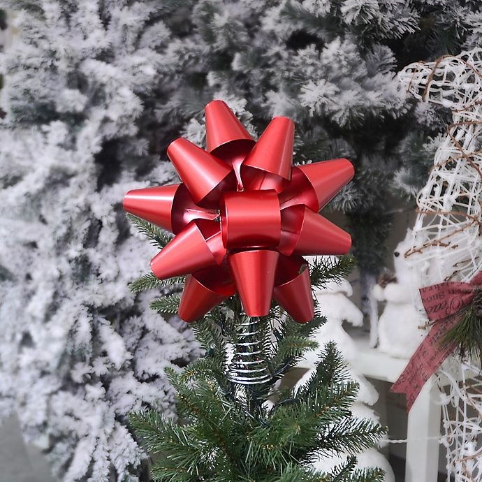 slide 2 of 2, Winter Wonderland Exclusive Decorative Red Metal Bow Tree Topper, 1 ct