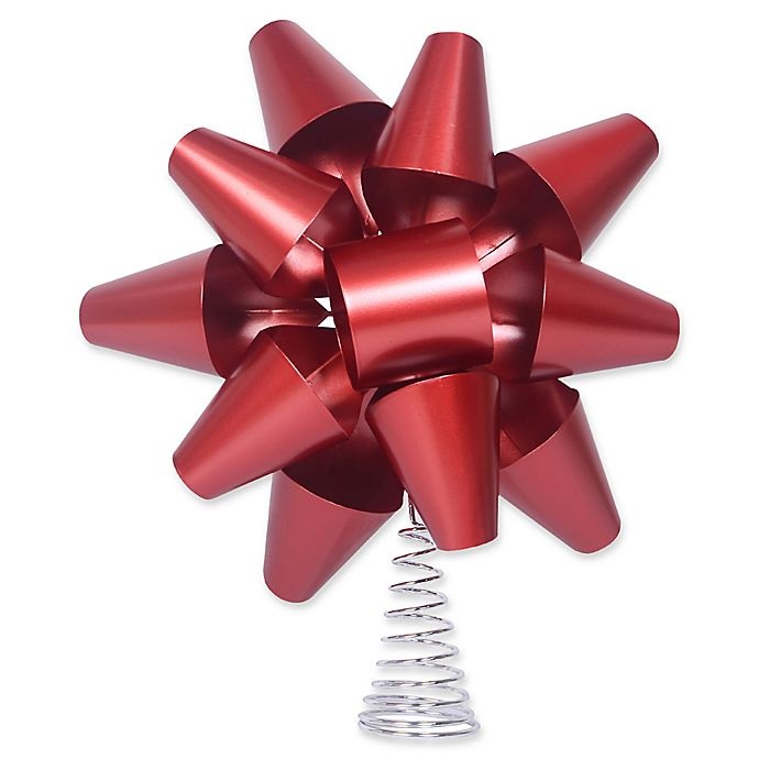 slide 1 of 2, Winter Wonderland Exclusive Decorative Red Metal Bow Tree Topper, 1 ct