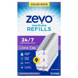 Zevo Flying Insect Trap Full Size Refill: Indoor Light Trap Refill Cartridges Capture House Flies, Fruit Flies, And Gnats - 9 Refill Cartridges