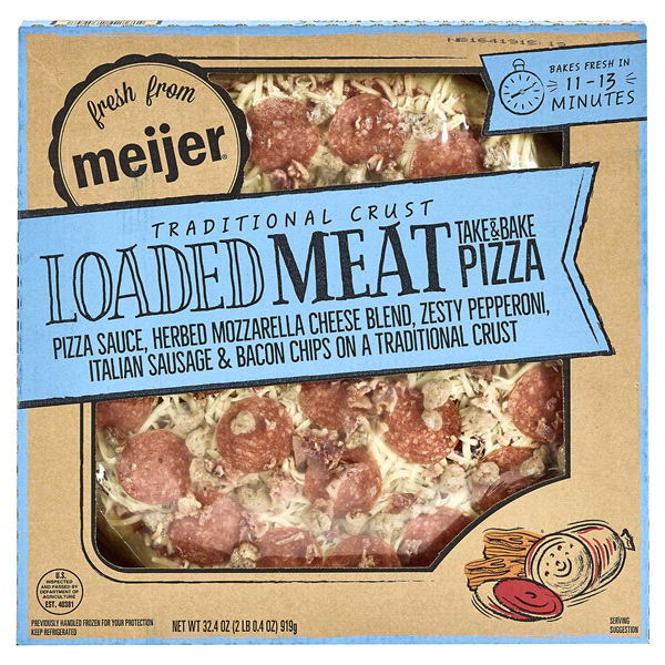 slide 1 of 1, Meijer Traditional Crust Loaded Meat Pizza, 14'', 32.4 oz