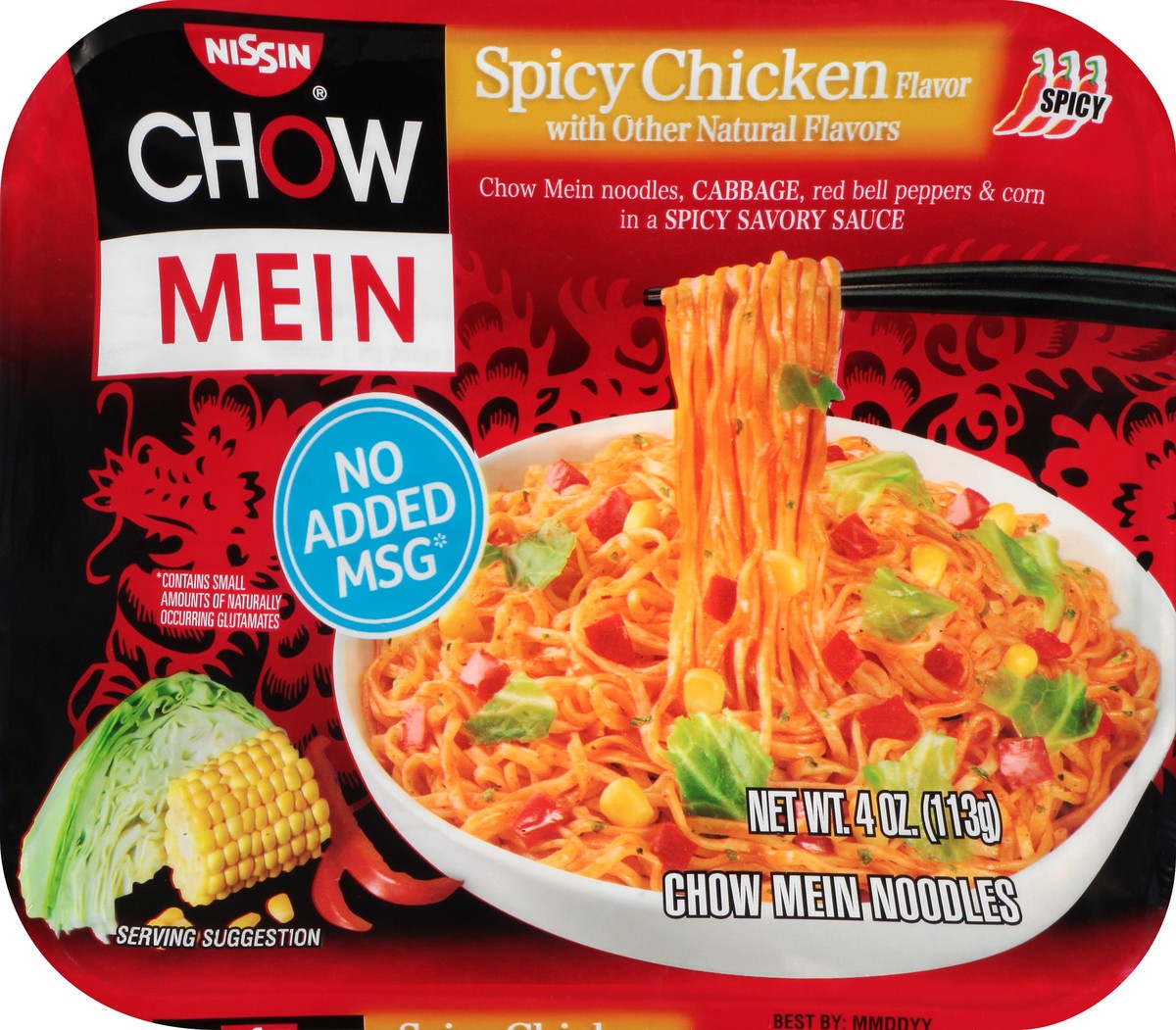 slide 7 of 13, Nissin Spicy Chicken Flavor Chow Mein Noodles 4 oz, 4 oz