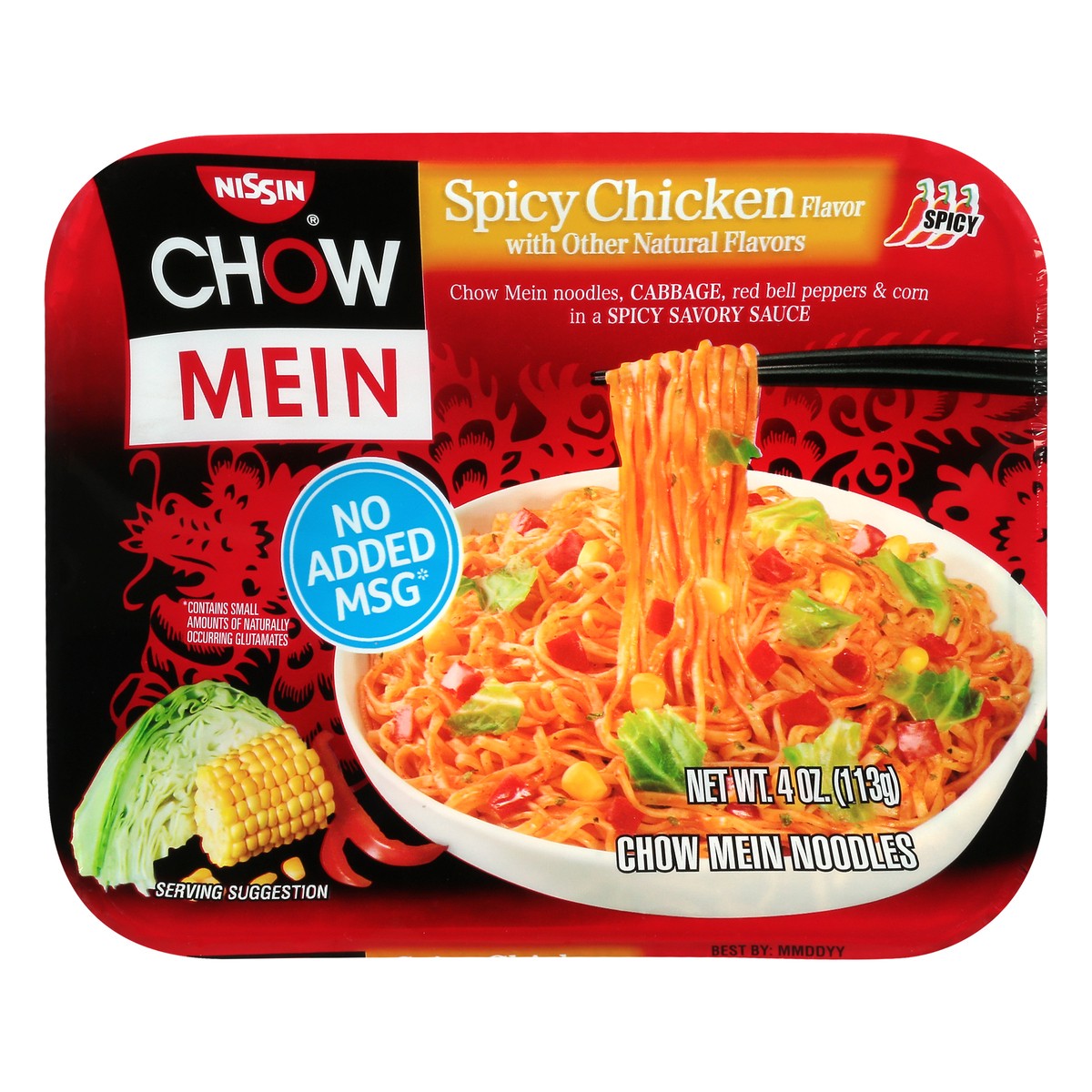 slide 1 of 13, Nissin Spicy Chicken Flavor Chow Mein Noodles 4 oz, 4 oz