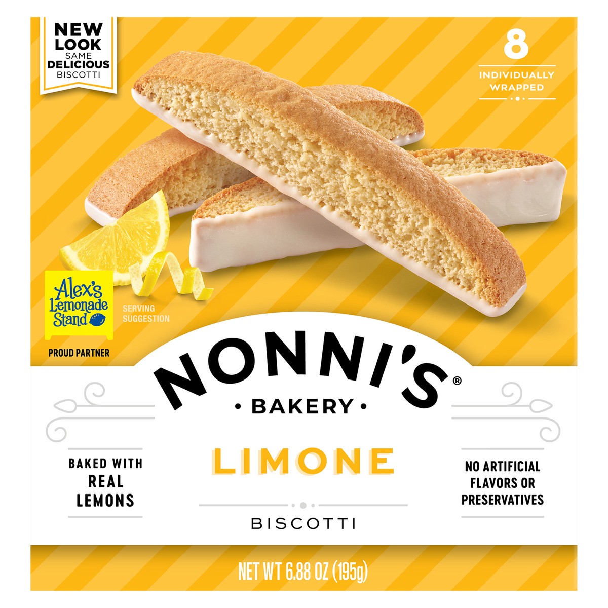 slide 1 of 8, Nonni's Limone Biscotti, 6.88 oz