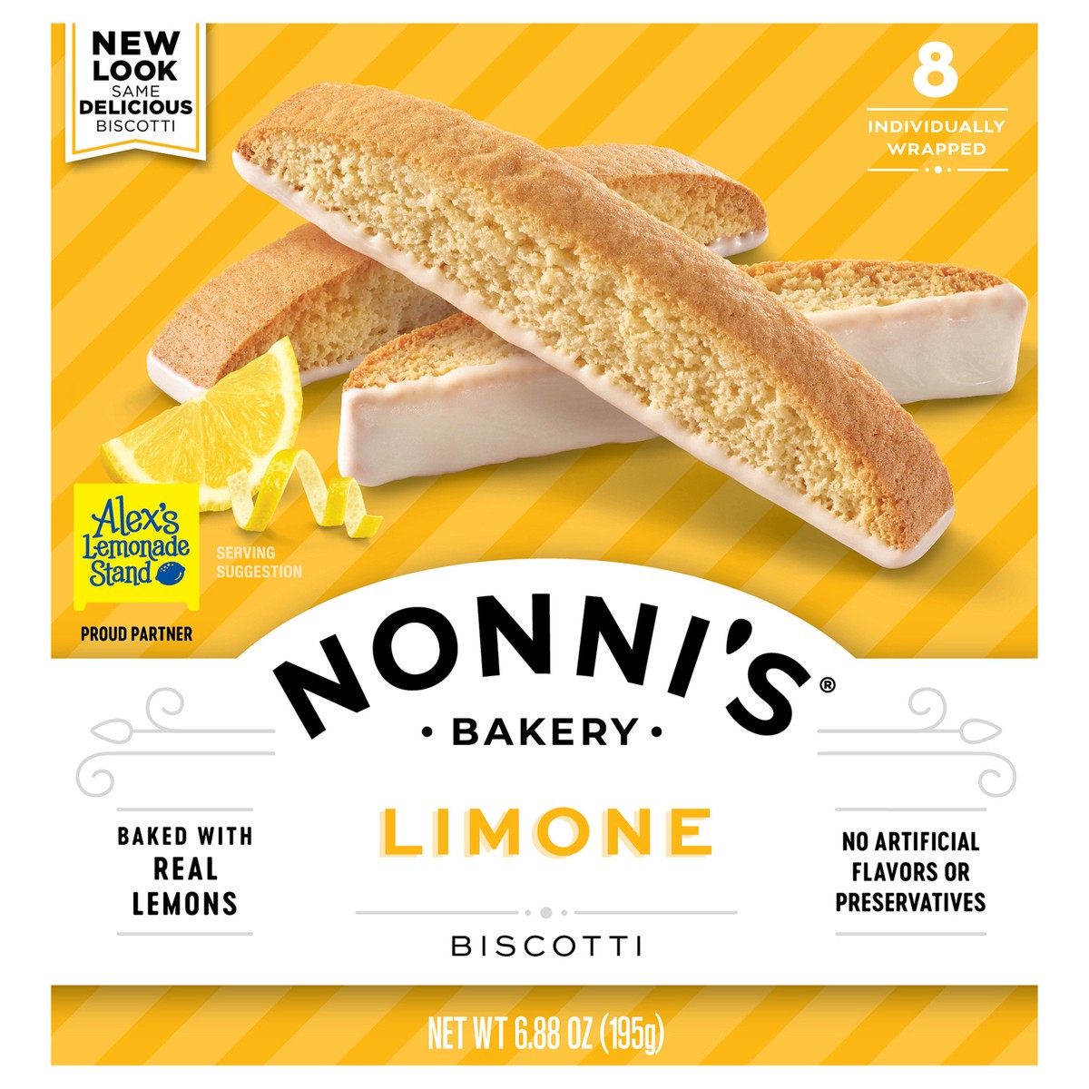 slide 1 of 8, Nonni's Nonni''s Limone Biscotti, 8-count carton 6.88 oz, 8 ct