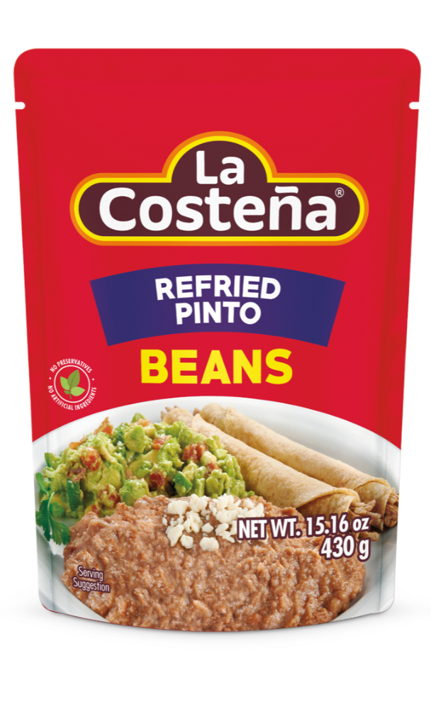 slide 1 of 2, La Costeña La Consenta Whole Refried Pinto Bean Bag 15.16 Ounces, 15 oz