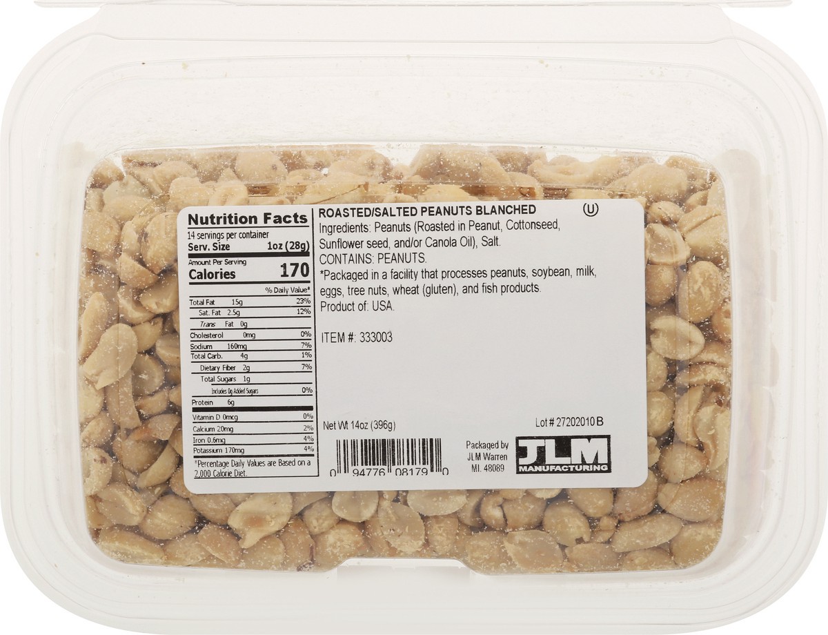 slide 4 of 13, JLM Tub Blanched Roasted/Salted Peanuts - 14 oz, 14 oz