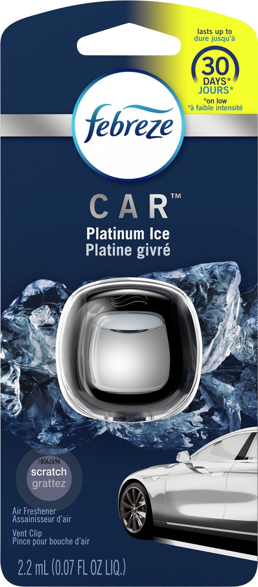 slide 2 of 5, Febreze Car Air Freshener, Odor-Fighting Automotive Vent Clip, Platinum Ice Scent, 1 Count, 1 ct