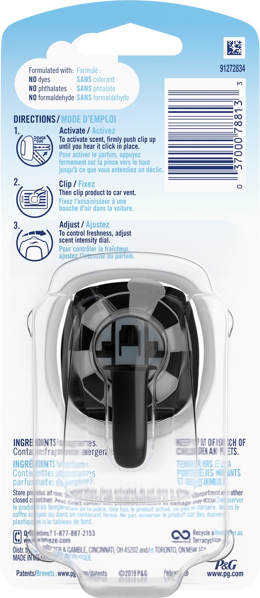 slide 5 of 5, Febreze Car Air Freshener, Odor-Fighting Automotive Vent Clip, Platinum Ice Scent, 1 Count, 1 ct