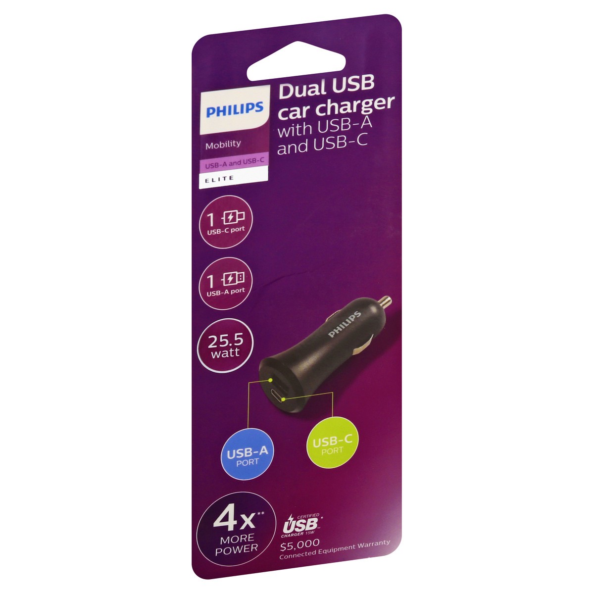 slide 8 of 8, Philips Dual USB With USB-A and USB-C Car Charger 1 ea, 1 ct