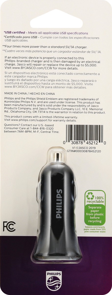 slide 4 of 8, Philips Dual USB With USB-A and USB-C Car Charger 1 ea, 1 ct