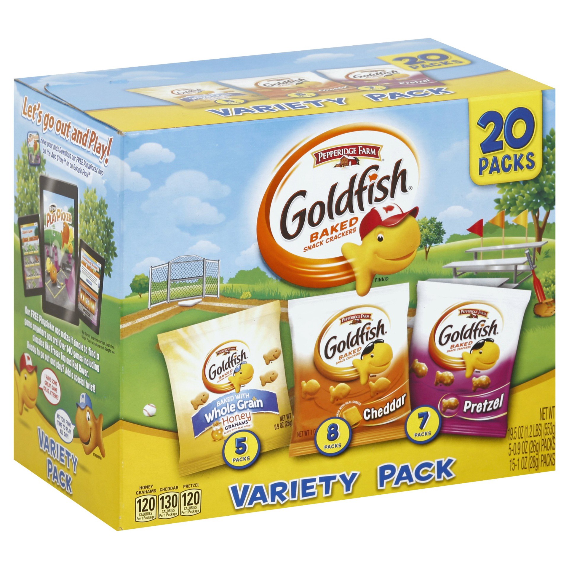 slide 1 of 4, Goldfish Baked Snack Crackers Variety Pack, 20 ct