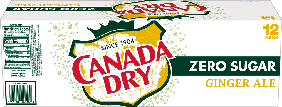 slide 3 of 5, Canada Dry Zero Sugar Ginger Ale Soda, 12 fl oz cans, 12 pack, 12 ct; 12 oz