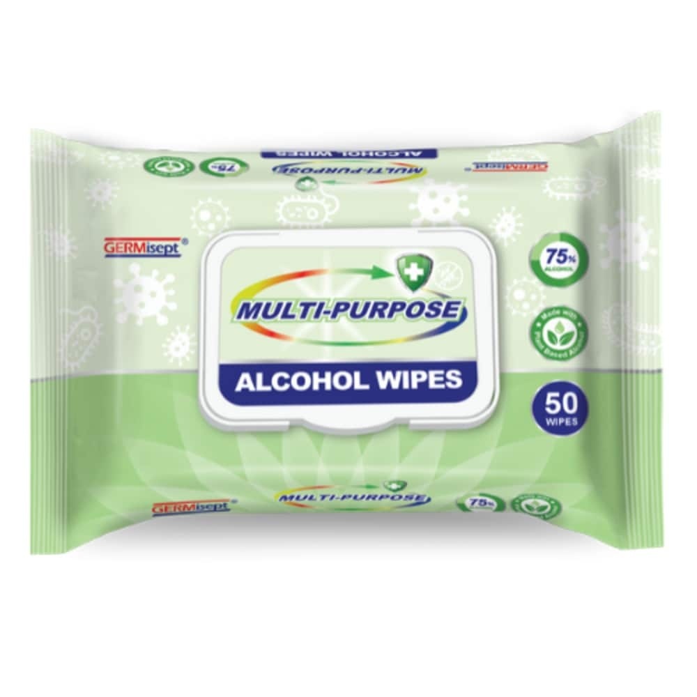 slide 1 of 1, Germicept Germis Mult Purp Alcohol Wipes, 50 ct