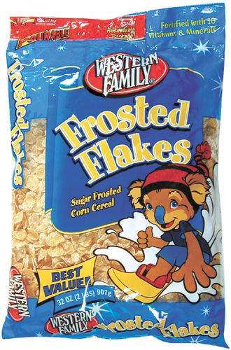 slide 1 of 1, Western Family Frosted Flakes Cereal Bag, 32 oz