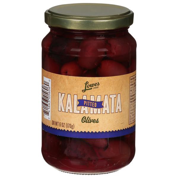 slide 1 of 1, Lowes Foods Kalamata Pitted Olives, 6 oz