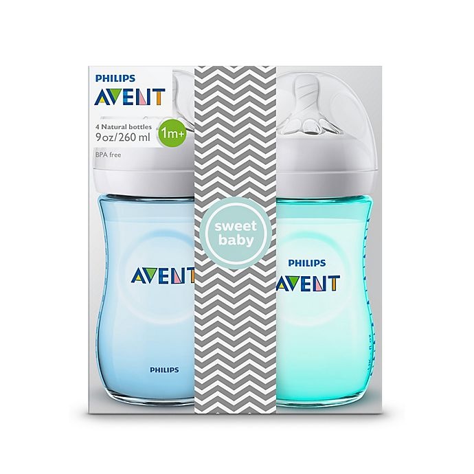 slide 2 of 2, Philips Avent Natural Bottle - Blue/Teal, 4 ct