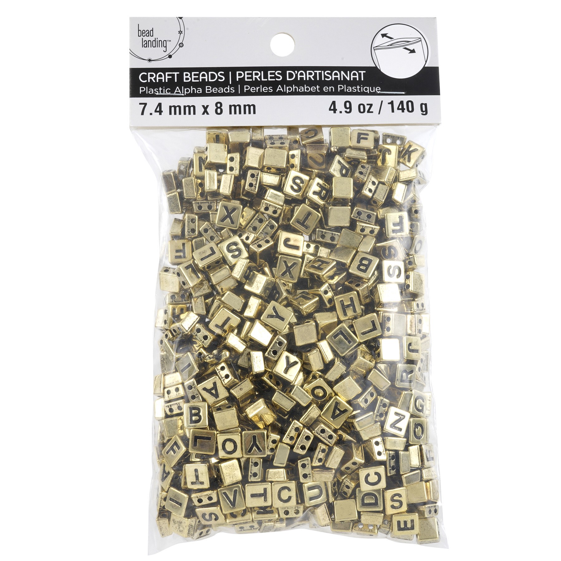 slide 4 of 4, Gold Alphabet Plastic Craft Beads, 8mm By Bead Landing, 8mm