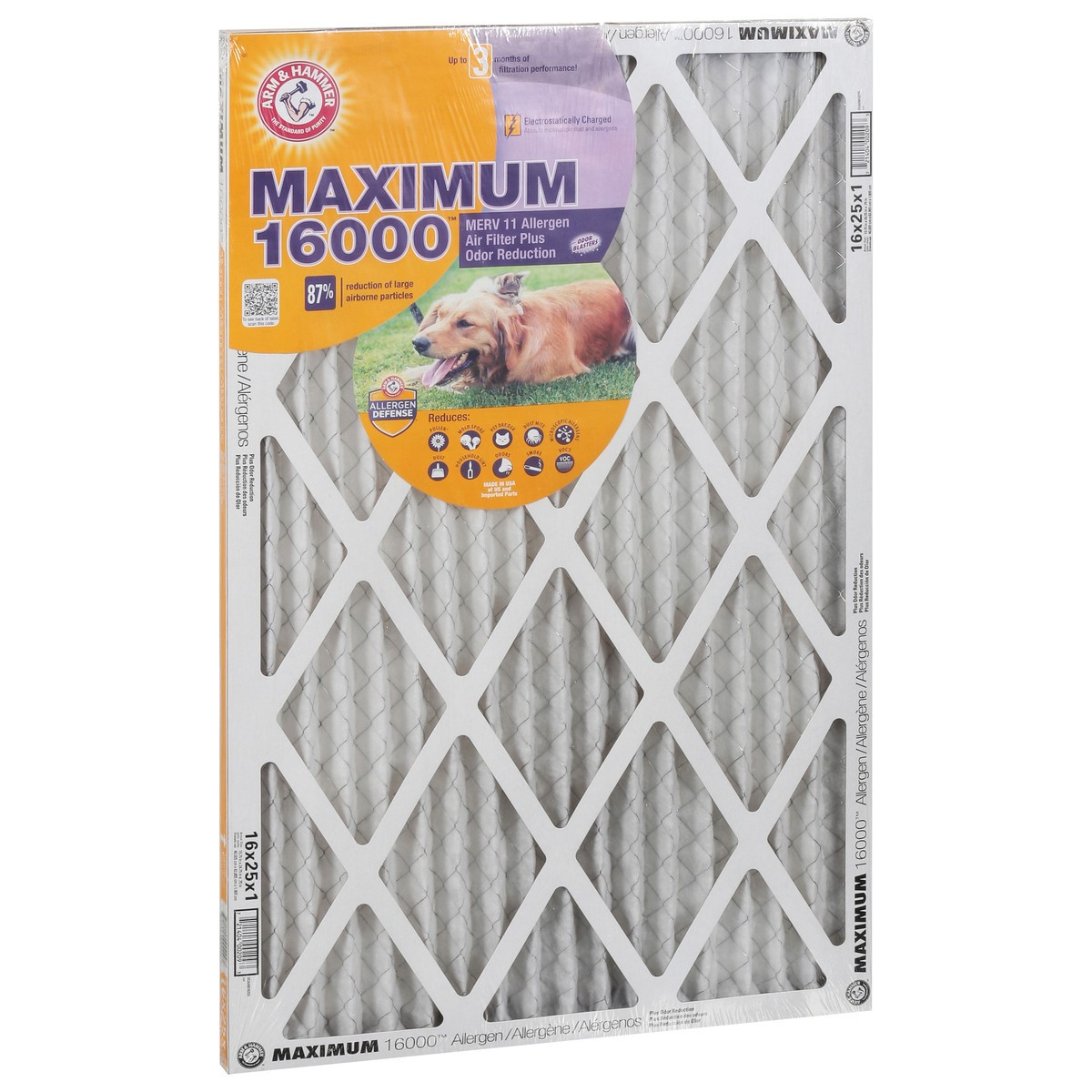 slide 2 of 4, ARM & HAMMER Maximum 16000 MERV 11 Allergen Air Filter Plus Odor Reduction 1 ea, 1 ct