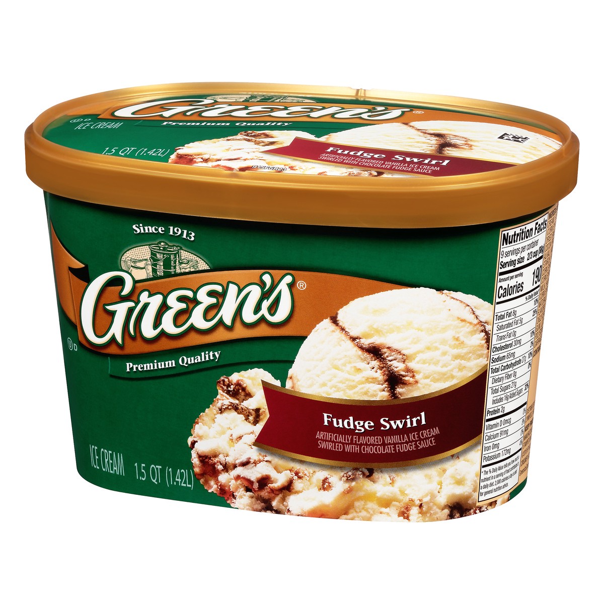 slide 5 of 10, Green's Vanilla Fudge Swirl Premium Ice Cream, 1.5 Quarts, 1.5 qt