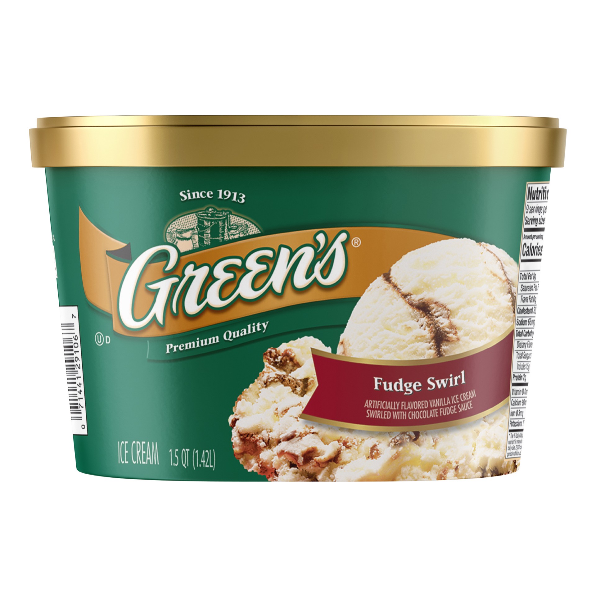 slide 1 of 10, Green's Vanilla Fudge Swirl Premium Ice Cream, 1.5 Quarts, 1.5 qt