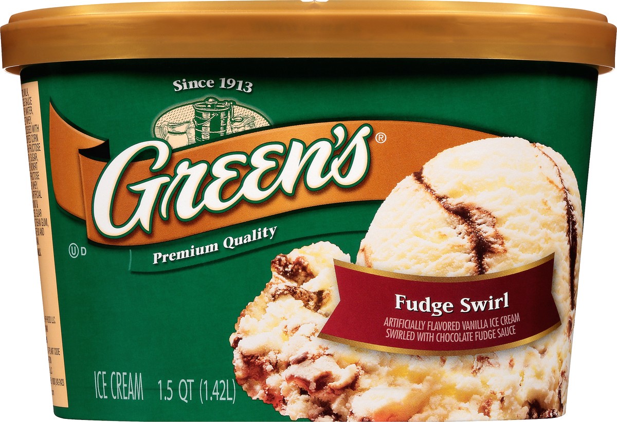 slide 8 of 10, Green's Vanilla Fudge Swirl Premium Ice Cream, 1.5 Quarts, 1.5 qt