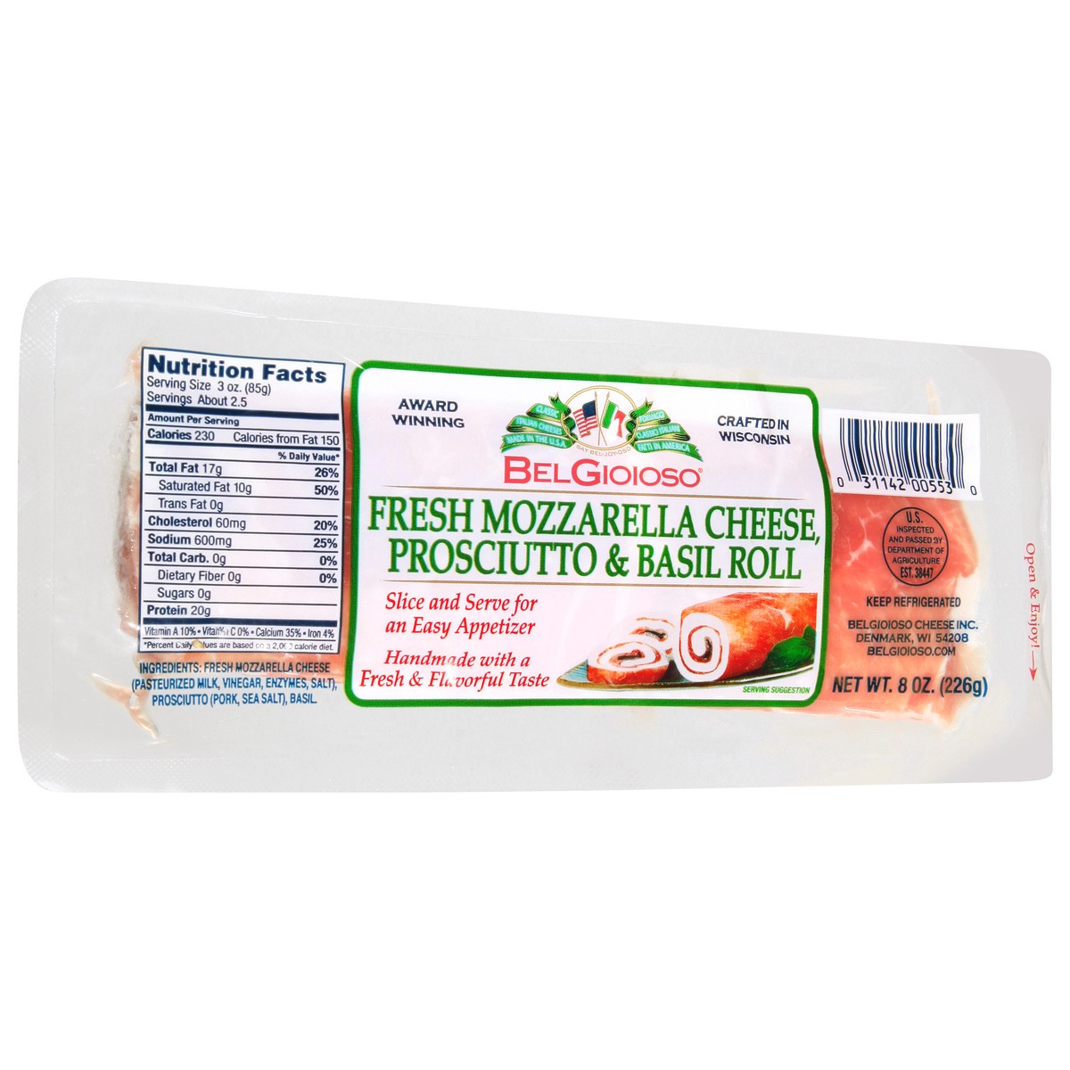 slide 11 of 13, BelGioioso Cheese Roll Mzzrla Prscutto&basl, 8 oz