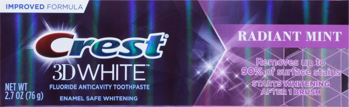 slide 8 of 10, Crest 3D White Radiant Mint Toothpaste, 2.7 oz