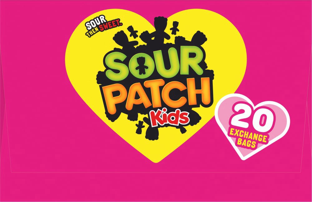 slide 3 of 3, SOUR PATCH KIDS Soft & Chewy Valentines Day Candy, 20 Snack Packs, 8.8 oz