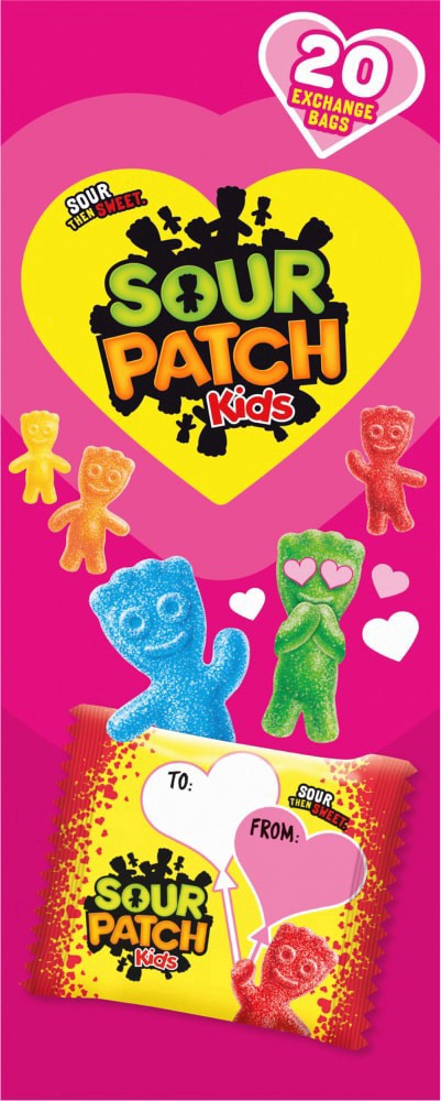 slide 2 of 3, SOUR PATCH KIDS Soft & Chewy Valentines Day Candy, 20 Snack Packs, 8.8 oz