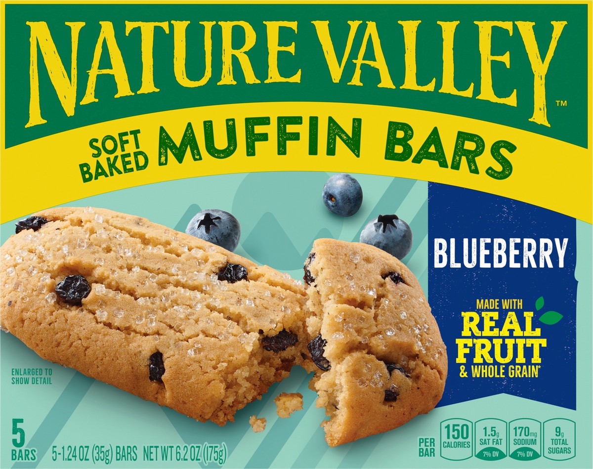 slide 4 of 13, Nature Valley Soft-Baked Muffin Bars, Blueberry, Snack Bars, 5 Bars, 6.2 OZ, 5 ct