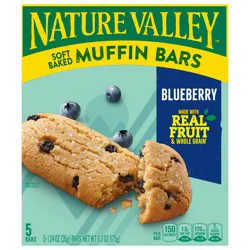 Nature Valley Soft-Baked Muffin Bars, Blueberry, Snack Bars, 5 Bars, 6.2 OZ