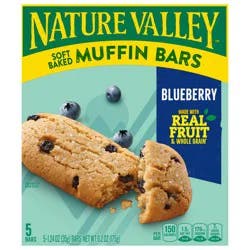 Nature Valley Soft-Baked Muffin Bars, Blueberry, Snack Bars, 5 Bars, 6.2 OZ