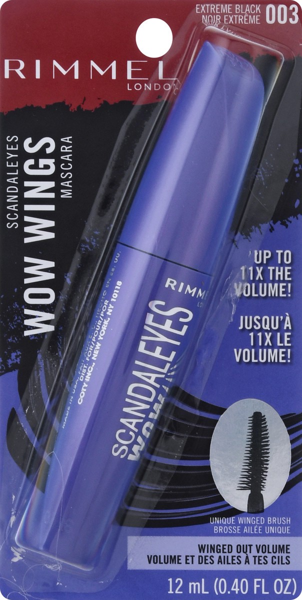 slide 5 of 9, Rimmel Scandaleyes Wow Wings Extreme Black 003 Mascara 12 ml, 12 ml