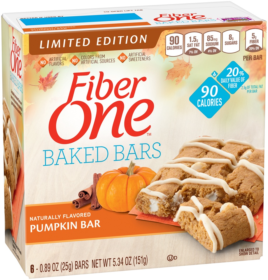 slide 1 of 1, Fiber One Pumpkin Soft-Baked Bars Limited Edition, 6 ct; 0.89 oz